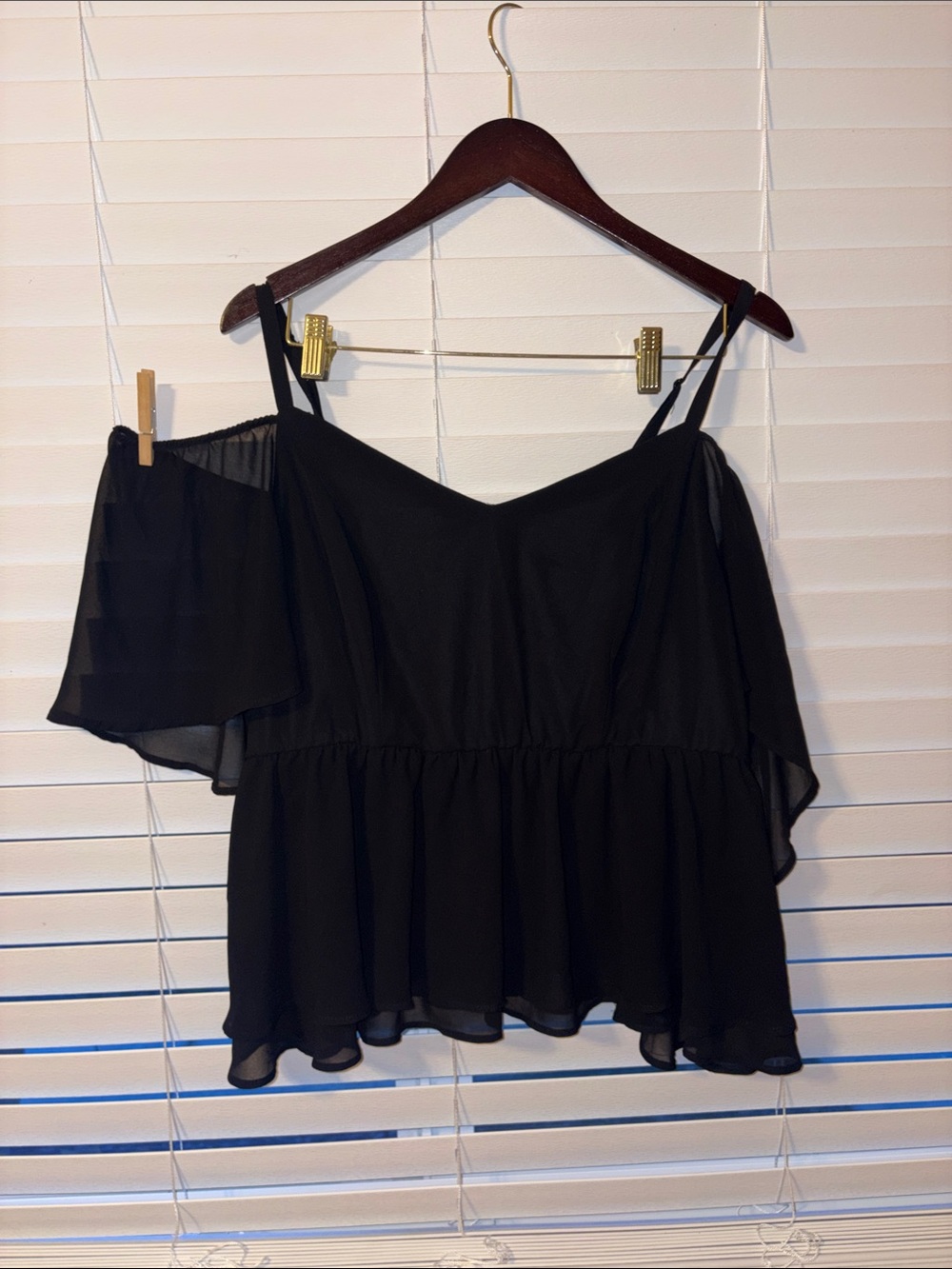 torrid Black Off-Shoulder Spaghetti Strap Peplum Camisole